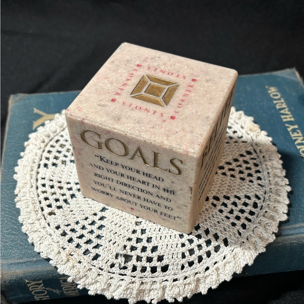 Inspirational Stone Cube Paperweight Motivational Quotes Desk Accessory